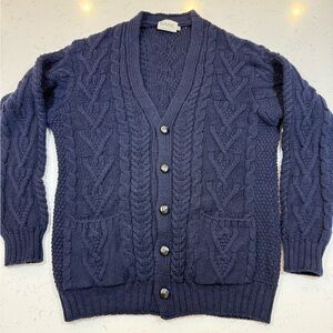 Men's Wool Navy Cable Knit Fishermen Sweater